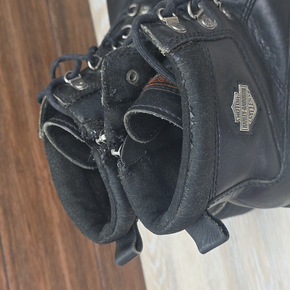 VNTG 90s/Y2K Harley-Davidson Women Leather Ankle LaceUp Riding Moto Boots SZ 10 - Picture 10 of 16